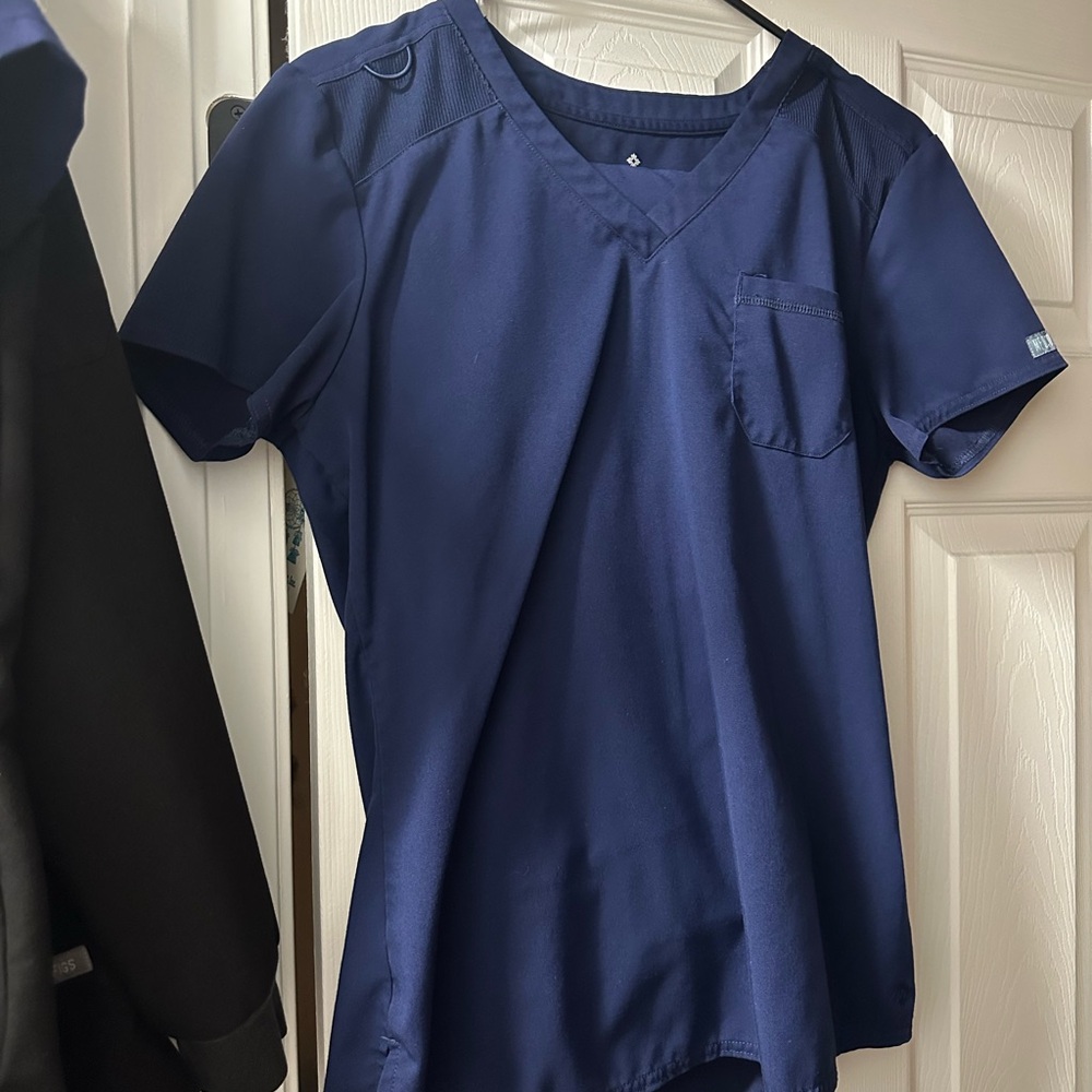 Navy Med Couture scrub set. S top XS bottom